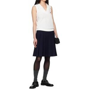 NEW SHUSHU/TONG a-line pleated midi skirt in navy blue